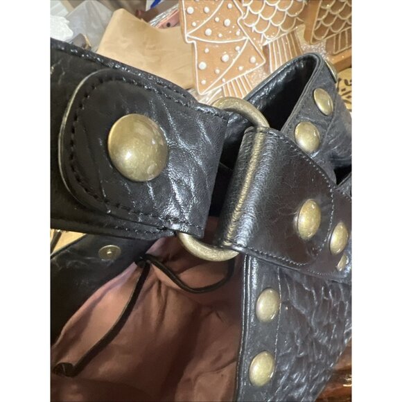 Kooba Studded Tote Bag Handbag Leather Black Y2K Biker Baddie Purse - Picture 15 of 16